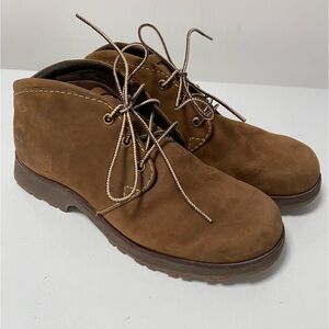Brown leather lace-up booties